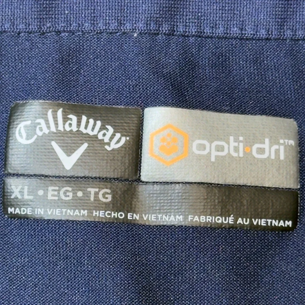 Callaway Polo‎ Shirt Mens XL Navy Blue Excellent Opti-Dri Diagonal Stripe Golf